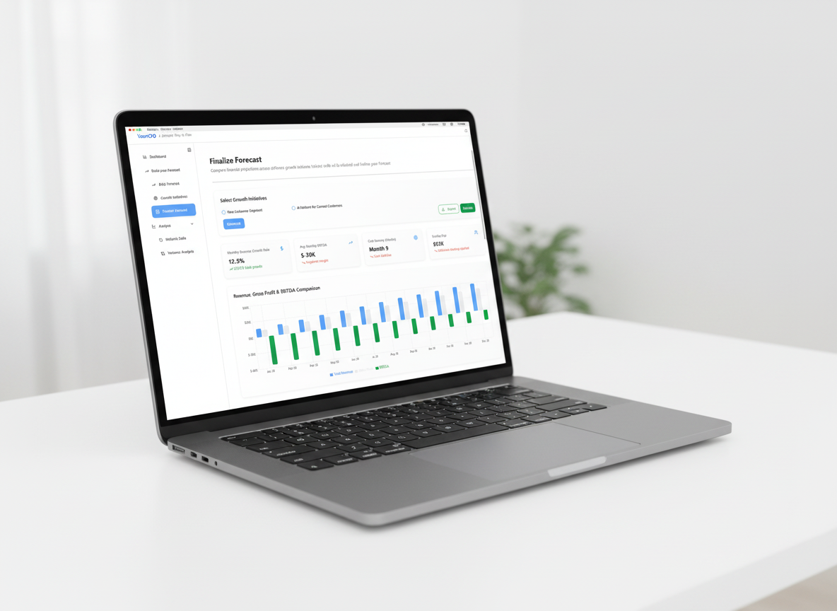 YourCFO financial planning platform shown on a laptop